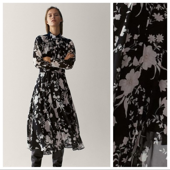 NWT. Massimo Dutti Floral Midi Dress Size 2,8,10. - Picture 1 of 8